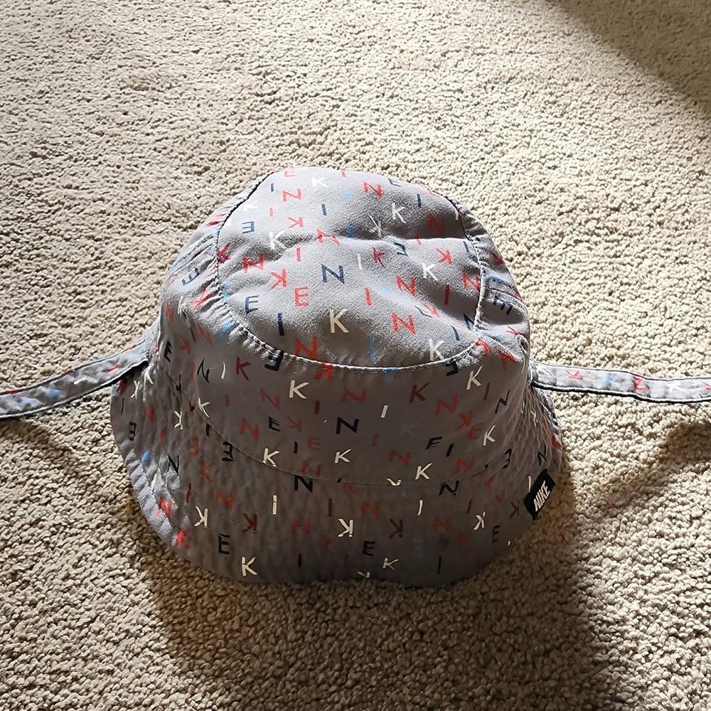 Kids Gray Patterned Bucket Hat with Chin Strap